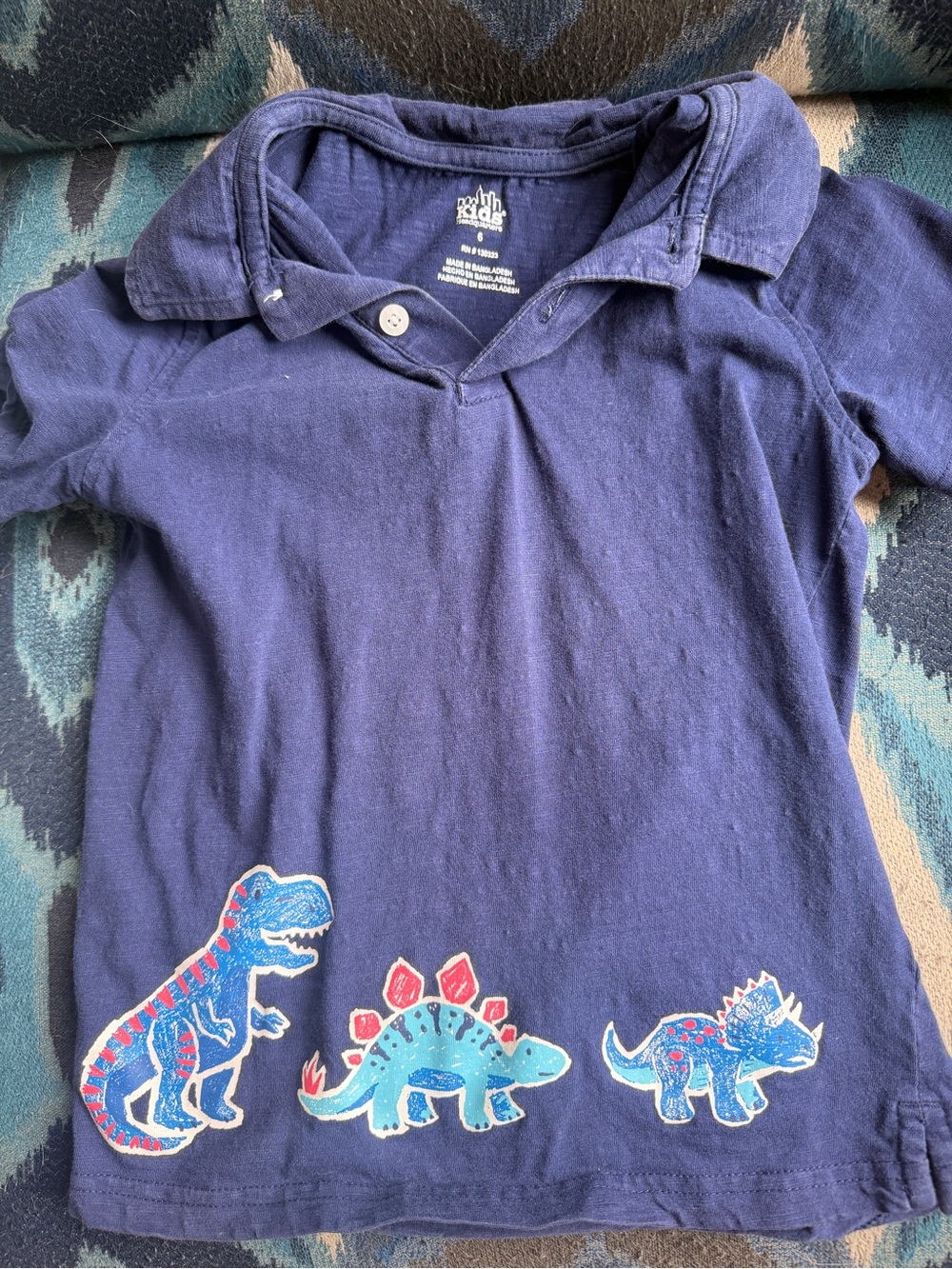 Kids Headquarters Navy Polo with Blue & Red Dinosaur Appliqués